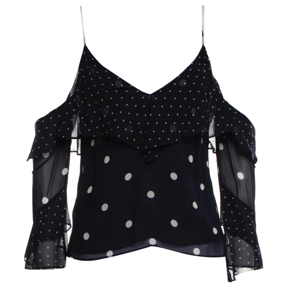 Nicholas Silk Navy Polka Dot Cold Shoulder Top - size 4